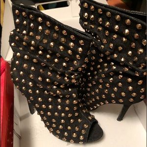Open toed studded ankle booties